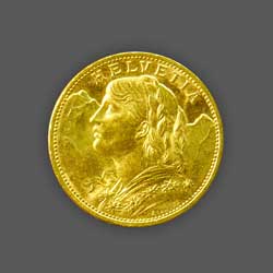 20 Swiss Francs GOLD - 1915 front
